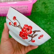 6-Inch Ceramic Cup Curry Red Floral Japanese Style Soup Made Of Good Quality Can Be Used In The Micr