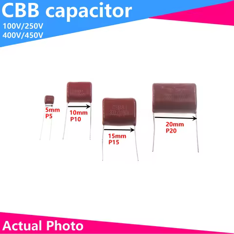 20/10/5PCS CBB Polypropylene film capacitor 100V 250V 400V 450V 103 104 105 155 224 225 334 474 475 