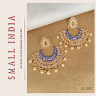 {**ส่งฟรี**} SMALL INDIA 💎🔆 Gold Plated Kundan Earring ต่างหูชุบ 💎🔆 Women Ethnic Jewelry