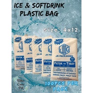 ICE & SOFTDRINK PLASTIC BAG 4X12 100PCS PER PACK