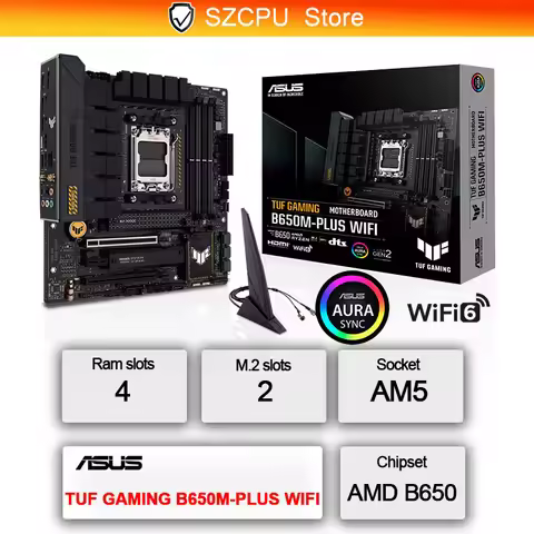 ASUS New TUF GAMING B650M PLUS WIFI mATX AMD B650 DDR5 6400+(OC) MHz M.2 USB3.2 128G WIFI6 Bluetooth