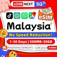 Malaysia eSIM 5G Daily 500MB-20GB High Speed Unlimited Travel Data MY eSIM Malaysia SIM