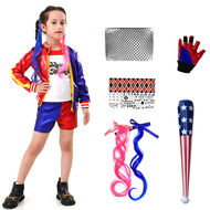 ชุดการแสดง Cosplay Suicide Squad Harley Quinn สำหรับเด็ก ชุดฮาร์ลี่ แจ๊กเกอร์ ลายพิมพ์ ชุดเต้นรำ ชุด