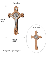 5Pcs Christian Exorcism Saint Benedict Medal Pendants Wooden INRI Crucifix Jesus Cross Pendant for D