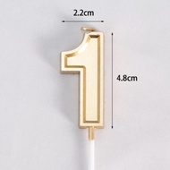 Golden number candle with border 1_Birthday cake decoration accessory
