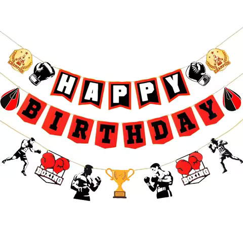 Boxing Party Decorations, Happy Birthday Boxing Banner, Fight Night Decor, Boxing Theme Birthday Sup