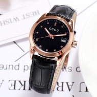 genuine women's rhinestone leather strap student watch quartz trendy