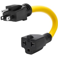 [4-in-1] 12AWG 15 Amp Household AC Plug to 20 Amp T Blade Adapter Cable 1Feet, Heavy Duty 15A 125V t