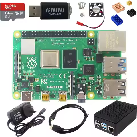 Raspberry Pi 4 Model B 1G 2G 4G 8GB RAM + Case + Fan + Heat Sinks + Power AdapterEU/UK/US Optional 3