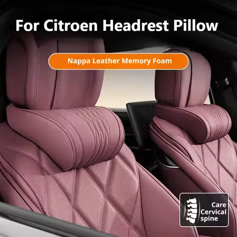 Luxury Nappa Leather Latex Car Neck Pillow For Citroen C3 C3 Aircross C4 ë-C4 C5 X C5 Berlingo C4 Pi