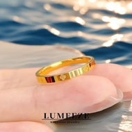 LUMEEZE 2mm Stainless Steel Gold Four-leaf Clover Lucky Ring A531#