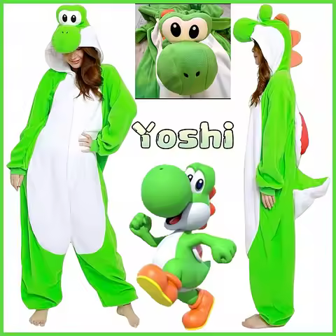 New Hot Mario Bros Yoshi One Piece Pajamas Anime Men Halloween Cosplay Jumpsuit Costume Cartoon Carn