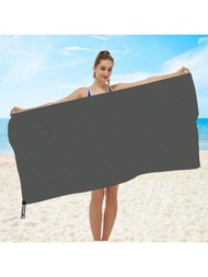 深灰色快乾超細纖維毛巾,天然快乾毛巾適合健身、瑜珈、戶外海灘、露營、背包、透氣、吸汗、柔軟