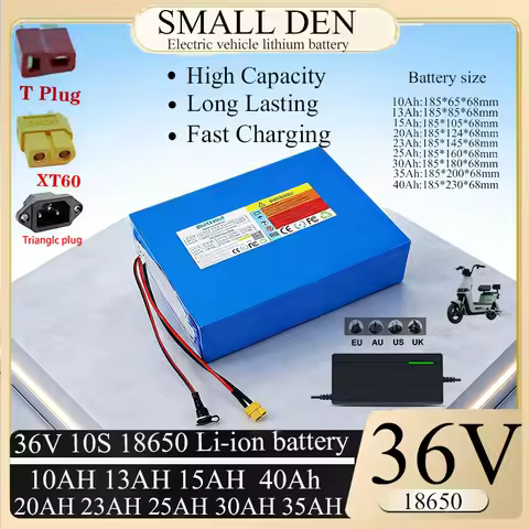 new 36V 40Ah 35Ah 20Ah 25Ah 30Ah 10Ah 18650 Lithium battery pack With 30A BMS 1000W For E-tools scoo