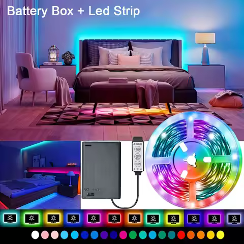Battery Led Strip Lights RGB Led Strip Flexible Ribbon with 3Key Control Luces Led Tape Lights for R