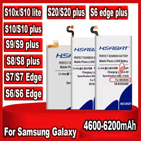 Top Brand HSABAT Battery for Samsung Galaxy S6 S7 S8 S9 S10 S20 (S6 S7 EDGE) (S6 EDGE S8 S9 S10 S20 