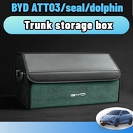 Byd seal/atto3/dolphin Car Trunk leather Organizer Box Large Capacity Foldable Storag Bag black/green accessories