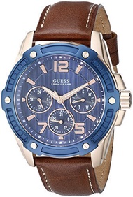 GUESS Men s U0600G3 Casual Sport Blue and Brown Leather Watch