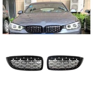 Silver Black Diamond Meteor Style Front Grille For 13-19 BMW 4 Series F32 F33