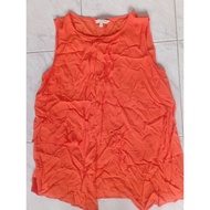 T504 (M In Stock) S13 Women's Sleeveless Shirt Aiiz Brand Orange Color Linen Fabric Soft And Comfort