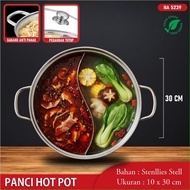 Panci Hotpot Panci Shabu 2 Sekat Tutup Kaca Steamboat Suki Grill BBQ