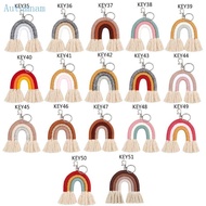 AUTU Weaving Rainbow Pendant Keychain Macrame Bag Charm Car Hanging Jewelry Gifts