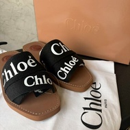 CHLOE 立體織帶LOGO 拖鞋/黑色37