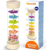 Rain Sound Stick, Montessori Baby Toys, Suitable for 6-12 Months 1 Year Old Baby, Baby Rattle Wooden