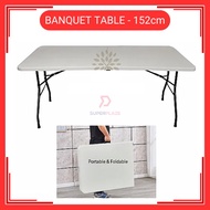 5 Kaki 5 Feet Foldable Banquet Table Event Catering Hall Buffet Folding Table Pasar Malam Meja Lipat