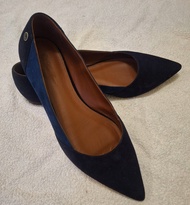 意大利品牌 Loro Piana 深藍+側身寶藍色麂皮，內裡全真皮鞋 ，7.5號=24.5號