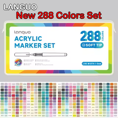 LANGUO 9/288 Colors Direct Liquid Acrylic Paint Brush Marker Pen Painting Ceramic Glass DIY Art Scho