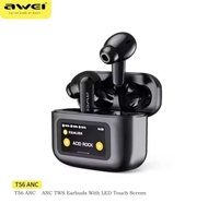 SM T56 Awei Bluetooth Earphones Smart Touch Screen Bluetooth 5.4 ANC+ENC Noise Cancelli.