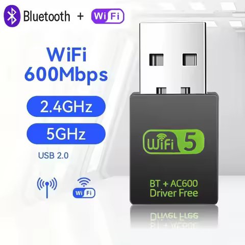 600Mbps USB Adapter Wireless Network Card Bluetooth 4.2 WiFi 5 USB Dongle 2.4G/5G Dual Band WiFi Rec