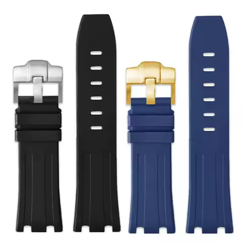 For AP Rubber Strap Offshore Series AP26331 15710 26470 Waterproof Fluororubber Wristband Black Blue