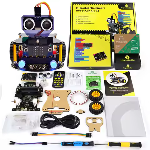Keyestudio Microbit V2 Robot Car Kit for BBC Microbit V2 Smart Cars for Makecode & Micropython Progr