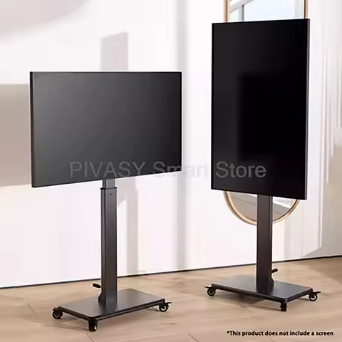 Universal Mobile TV Stand with Wheels 10 - 43 Inch Compatibility 90° Rotation Height Adjustable Roll
