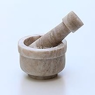 Stones And Homes Indian Brown Mortar and Pestle Set 3 Inch Marble Medicine Pills Stone Grinder for Kitchen and Home Small Bowl Polished Decorative Round Spices Masher Stone Grinder - (7.6x4.8x3.2 cm)
