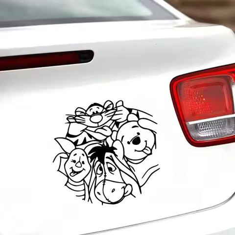 Winnie The Pooh Vinyl Art Sticker Car Window Laptop Decor, Classic Cartoon Funny Pooh Decal Kids Roo