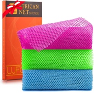 3 Pieces African Bath Sponge African Net Long Net Bath Sponge Exfoliating Shower Body Scrubber Back 