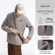 Camel Outdoor Fleece Jacket for Men Anti-static Stand-up Collar Windproof Coat