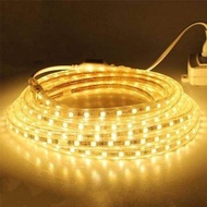 🌟 SG LOCAL STOCK🌟 1887) (3 Pin Plug) 5 Meter Warm White Colour LED Strip AC 220V Flexible Light Glowtronix Dimmable SMD