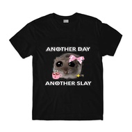 [Cod] Another Day Another Slay Hamster T-Shirt with Pink Bow and Coffee Cup Design, Funny Animal Mil