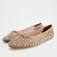 Genuine NEW ZARAˉ 2024 Autumn New Single Shoes Womens Shoes Beige Bow Rhinestone Gypsophila Casual B