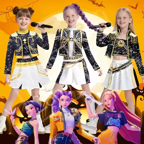 Halloween démons Rumi Zoey Mira Cosplay enfants enfant Costume Huntrix groupe idole Roleplay tenues 