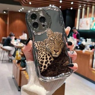 Ốp lưng mềm họa tiết da báo mạ điện màu kem bóng in họa tiết da báo'sơn cho iPhone 16/16 Pro/16 Pro 
