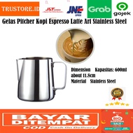 Espresso Latte Art Stainless Steel Coffee Pitcher Glass 600ml