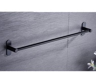 全城熱賣 - 毛巾桿免打孔衛生間加長浴室壁掛毛巾架廁所廚房太空鋁（太空鋁毛巾桿單桿黑色款61cm(免打孔安裝)）