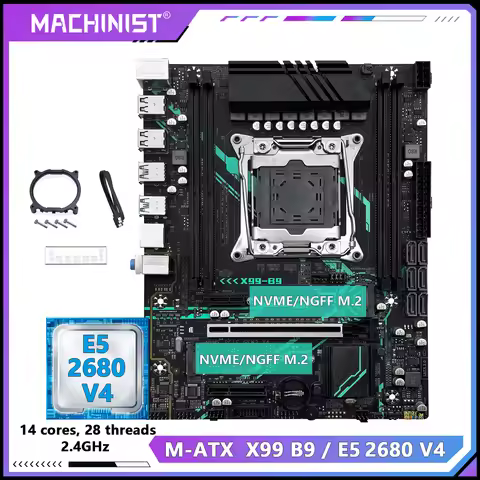 MACHINIST X99 B9 Motherboard C612 Chip, Optional Kit LGA 2011-3 Xeon E5 2680 V4 Processor CPU And 16