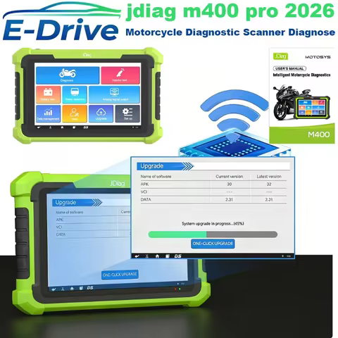 JDiag M400 Pro Motorcycle Diagnostic Scanner Diagnose ABS System EFT Code Clean Battery Tester for E