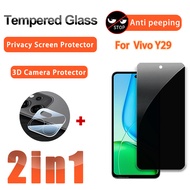 2 IN 1 Privacy Film Vivo Y29 Tempered Glass for Vivo Y29 Y29t Y28 Y28s Y27 Y27s 4G 5G 3D Glass Film 